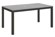 Table rectangulaire extensible 6 à 10 personnes L 160 à 264 cm gris béton et métal anthracite Evy