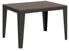 Table rectangulaire extensible 6 à 10 places L 120 à 224 cm noyer et pieds acier gris foncé Flavien
