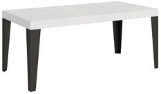 Table rectangulaire extensible 6 à 12 places L 160 à 264 cm blanc et pieds métal anthracite Flavio