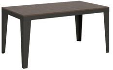 Table rectangulaire extensible 6 à 12 places L 160 à 264 cm bois foncé et pieds acier gris foncé Flavien