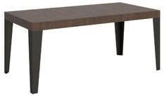 Table rectangulaire extensible 6 à 12 places L 160 à 264 cm noyer et pieds métal anthracite Flavio
