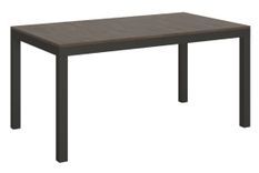 Table rectangulaire extensible 6 à 14 personnes L 180 à 284 cm bois foncé et métal anthracite Evy