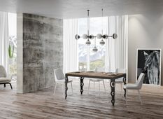 Table rectangulaire extensible 6 à 16 personnes L 120 à 380 cm chêne clair et cadre métal anthracite Zakary