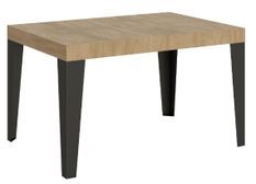 Table rectangulaire extensible 6 à 18 places L 130 à 390 cm chêne clair et pieds métal anthracite Flavio