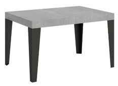 Table rectangulaire extensible 6 à 18 places L 130 à 390 cm gris béton et pieds métal anthracite Flavio
