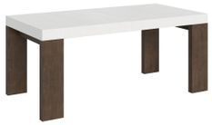 Table rectangulaire extensible blanche et bois noyer 180 à 440 cm Ribo