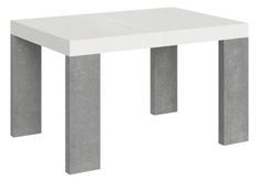 Table rectangulaire extensible blanche et gris béton 130 à 234 cm Ribo