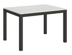 Table rectangulaire extensible bois blanc et métal anthracite 120 à 380 cm Evy