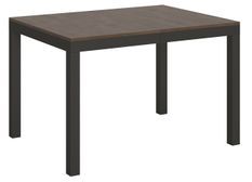 Table rectangulaire extensible bois noyer et métal anthracite 120 à 380 cm Evy