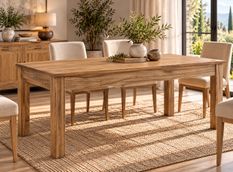 Table rectangulaire extensible en bois massif naturel MAZARI 180/230/280 cm