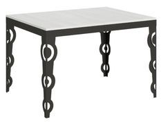 Table rectangulaire extensible orientale 6 à 10 personnes L 120 à 224 cm blanc laqué et cadre métal anthracite Zakary