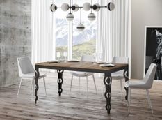 Table rectangulaire extensible orientale 6 à 10 personnes L 120 à 224 cm chêne clair et cadre métal anthracite Zakary