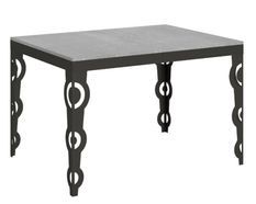Table rectangulaire extensible orientale 6 à 10 personnes L 120 à 224 cm gris béton et cadre métal anthracite Zakary