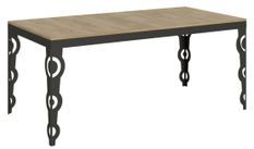 Table rectangulaire extensible orientale 6 à 20 personnes L 180 à 440 cm bois clair et cadre métal anthracite Zakary