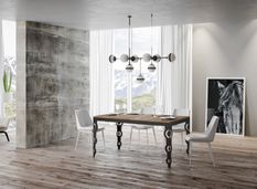 Table rectangulaire extensible orientale 6 à 20 personnes L 180 à 440 cm bois clair et cadre métal anthracite Zakary