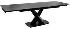 Table design extensible plateau porcelaine et pieds métal noir Konty