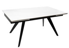 Table rectangulaire extensible plateau porcelaine et pieds métal noir Slika