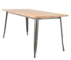 Table rectangulaire industrielle acier brossée et plateau pin massif clair Kontoir 120 cm