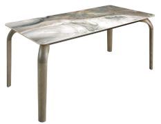 Table rectangulaire Kazora 180 cm - Plateau en porcelaine veines aux nuances terre et pieds chêne cendré