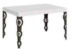 Table rectangulaire orientale 6 places L 130 cm bois blanc et pieds métal anthracite Kazay