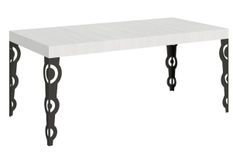 Table rectangulaire orientale 6 places L 160 cm bois blanc et pieds métal anthracite Kazay
