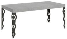 Table rectangulaire orientale 6 places L 160 cm bois gris béton et pieds métal anthracite Kazay