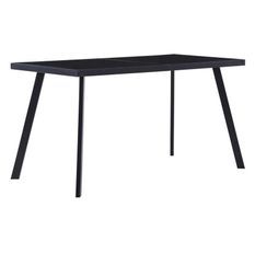 Table rectangulaire verre trempé noir et pieds métal Ragya 140 cm