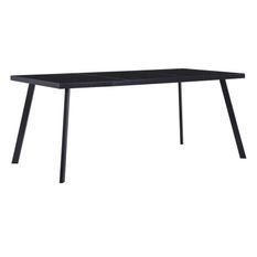 Table rectangulaire verre trempé noir et pieds métal Ragya 160 cm