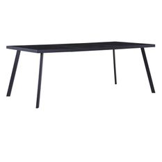 Table rectangulaire verre trempé noir et pieds métal Ragya 200 cm