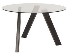 Table ronde acier noir et verre transparent Drys 120 cm