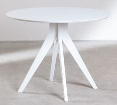 Table ronde bois d'hévéa blanc Kiten 100 cm