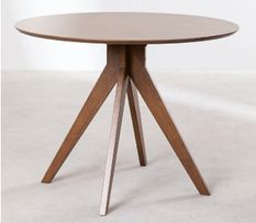 Table ronde bois d'hévéa marron Kiten 100 cm