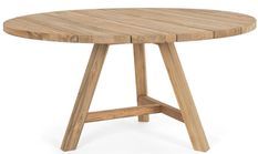 Table ronde de jardin en bois de teck recyclé 8 à 10 places Kanton 150 cm