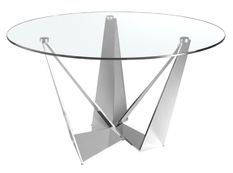Table ronde design acier chromé et verre trempé Gala