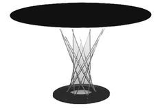 Table ronde design acier tressé et chromé et plateau en bois Kobuky 120 cm