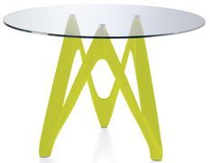 Table ronde design fibre de verre laqué jaune Perla