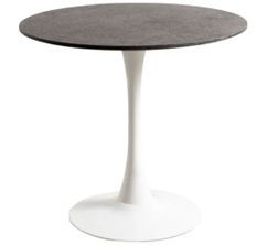 Table ronde effet granite gris et pied blanc TULIPA - Ø80 cm