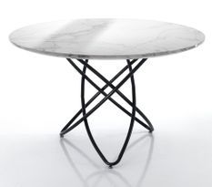 Table ronde en acier noir et bois MDF effet marbré Carolina D 120 cm