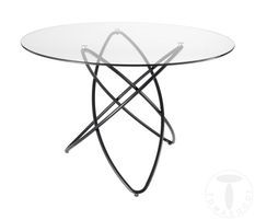 Table ronde en acier noir et verre trempé Ondine D 120 cm