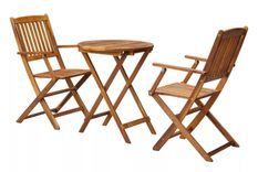 Table ronde et 2 chaises de jardin acacia clair Polina