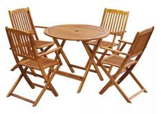Table ronde et 4 chaises de jardin acacia clair Polina