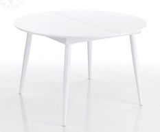 Table ronde extensible acier et bois MDF blanc Dio L 120/160 cm