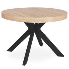 Table ronde extensible bois chêne sonoma et métal noir Marine 110/160/210/260 cm
