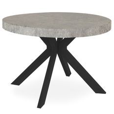 Table ronde extensible bois effet béton et métal noir Marine 110/160/210/260 cm