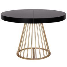 Table ronde extensible noir et pieds doré Wenny 160/210/260 cm