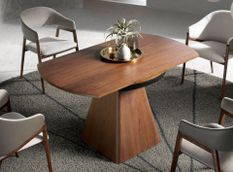 Table ronde extensible Pyro Ø80/140 cm - Noyer comtemporain