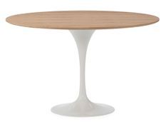 Table ronde LOUKA bois de frêne naturel et pied en alu blanc – Ø120 cm