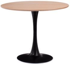 Table ronde moderne bois naturel et pied métal noir Tulipa 80 cm