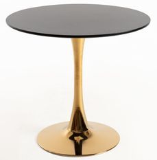 Table ronde moderne bois noir et pied métal doré Tulipa 80 cm