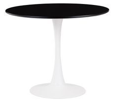 Table ronde moderne bois noir et pied métal blanc Tulipa 120 cm